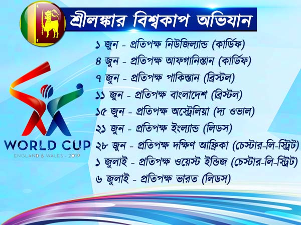 হৃত গৌরব ফিরিয়ে শ্রীলঙ্কা কি পারবে ২০১৯ বিশ্বকাপে ভালো ফল করতে? কবে কাদের বিরুদ্ধে রয়েছে খেলা 