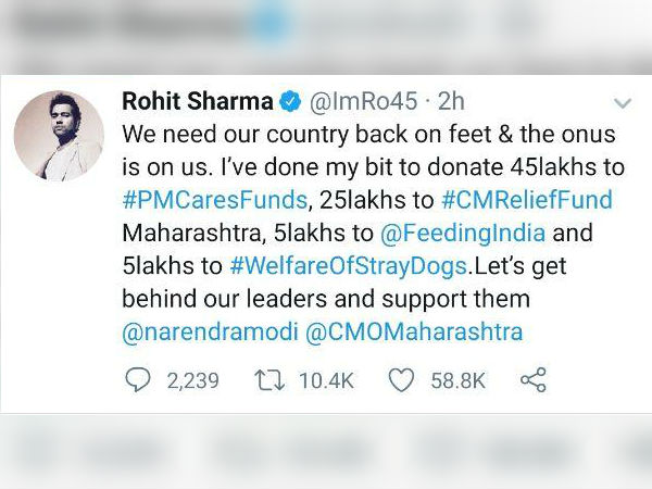 প্রধানমন্ত্রীর ত্রাণে কত সাহায্য রোহিতের