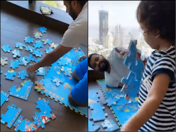 মেয়ের সঙ্গে খেলায় মজে রোহিত
