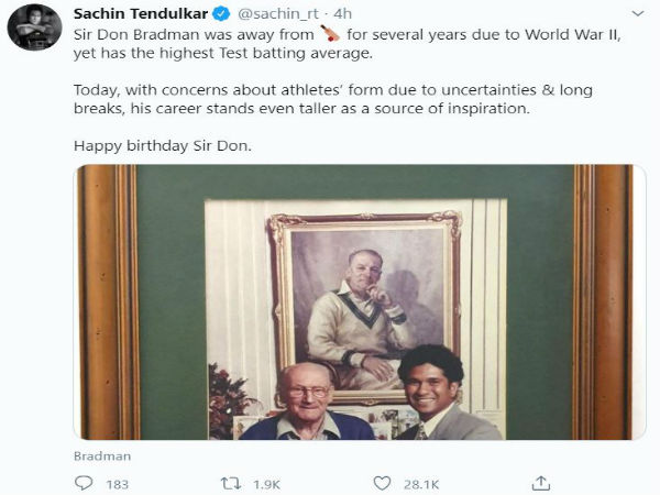 দ্বিতীয় বিশ্বযুদ্ধও তাঁকে আটকাতে পারেনি, জন্মদিনে ডন সম্পর্কে বললেন সচিন